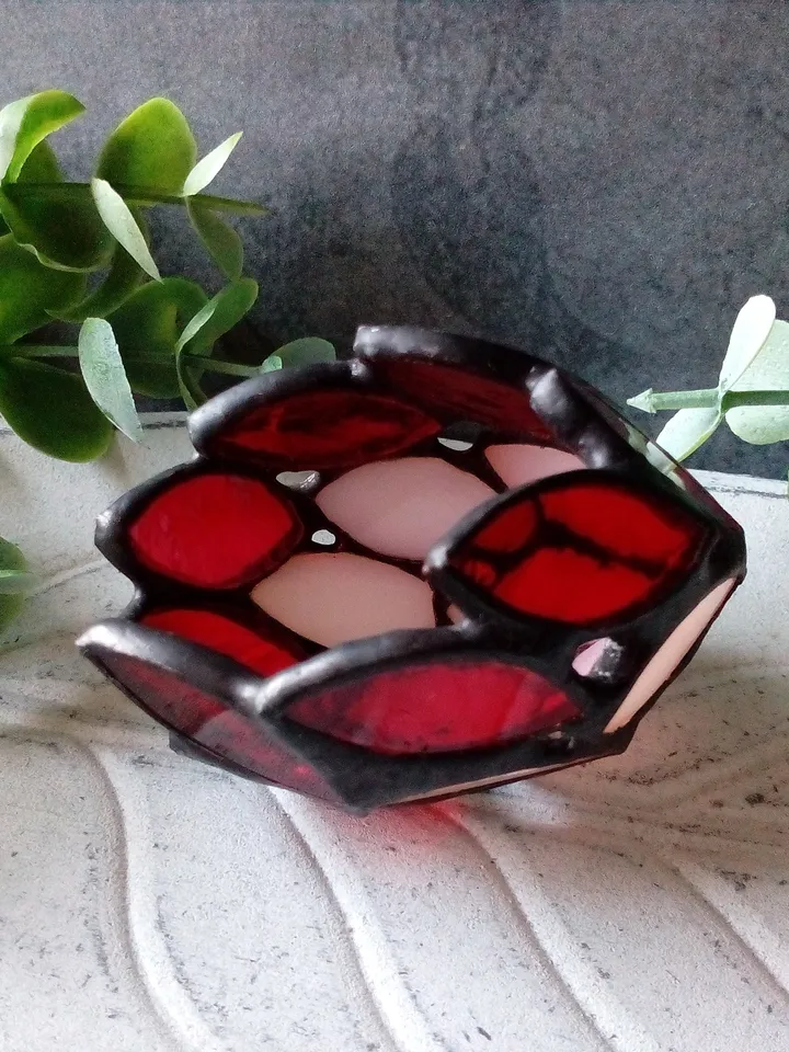 Dragon egg ring holder - handmade stained glass, home decor