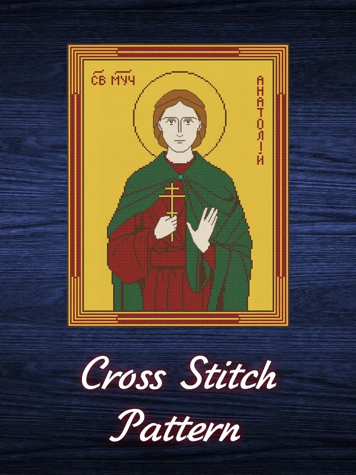 Cross Stitch Pattern Icon St. Anatolij Digital Download PDF