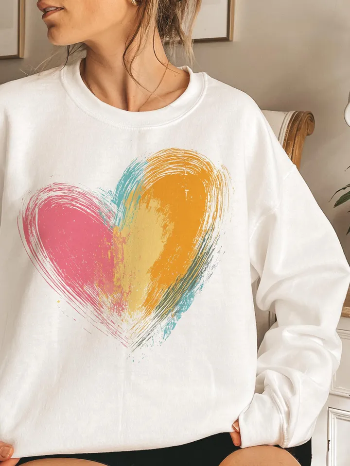 Valentines Day Heart Png, Brushstroke Valentines Png, Retro Valentine Png, Pink, Love Png, Girls Valentine Png, Valentine Shirt Watercolor