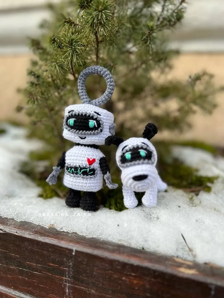 Pdf SET: Crochet Amigurumi Robot Dog Pattern and Amigurumi Robot, Keychain Amigurumi Pattern, crochet pattern, amigurumi tutorial robot doll