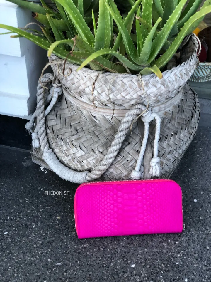 Wallet genuine python skin fuchsia bright color, women wallet, leather lady wallet, classic zip wallet, design wallet handmade, money wallet