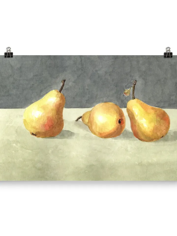Pear Painting,Vintage Still Life, Farmhouse Kitchen, Vintage Art Print,Minimalist Poster, Art For Kitchen, Fruit Painting,Abstract Art Print