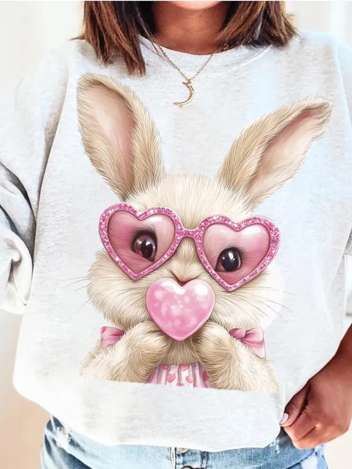 Retro Easter Bunny Blowing Bubble PNG, Vintage Happy Easter PNG, Funny Easter Bunnie Sunglasses Easter Holiday Sublimation Digital Download