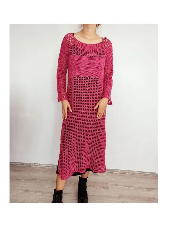 Dress crochet pattern, mesh dress crochet, dress pattern pdf instant download
