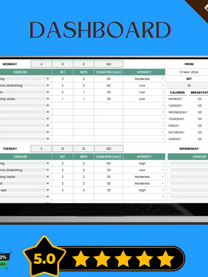 Home Workout Template, Editable Google Sheets, Digital Download for Fitness Tracking & At-Home Exercise Planning