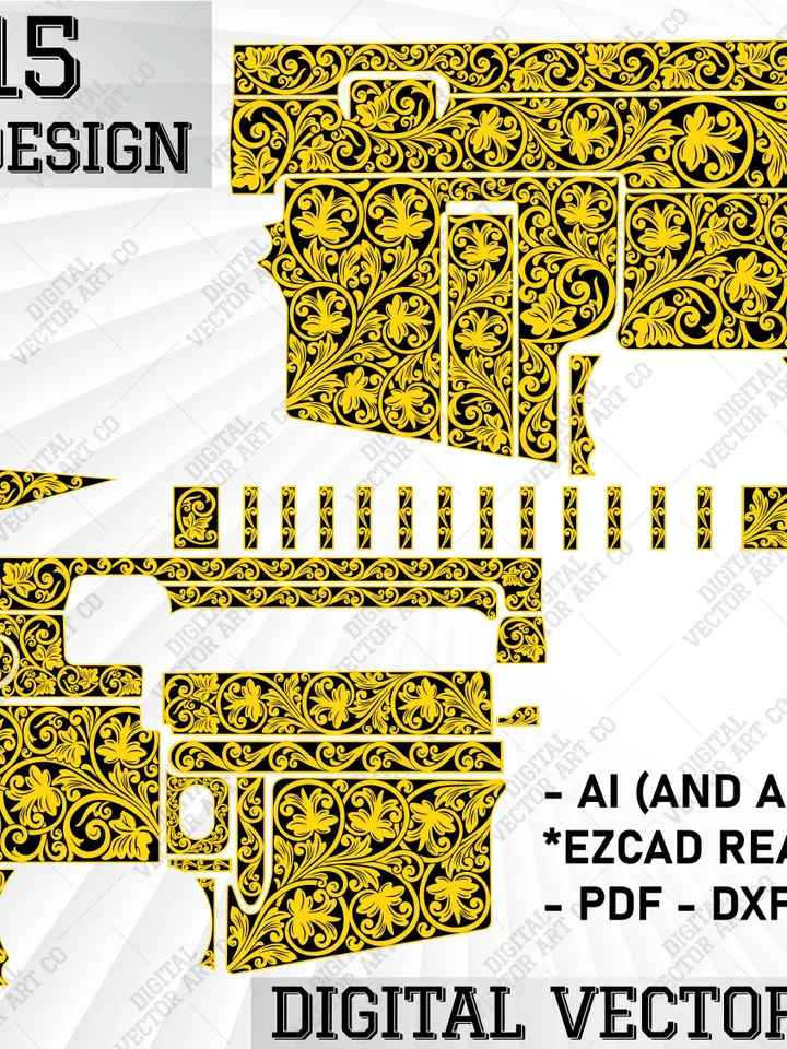 Ar15 Svg Template Scroll Design.Ornamentals ar art,scrollWork ar15,ar engraving,scroll engraving,filigree ar artwork,custom ar engraving,svg