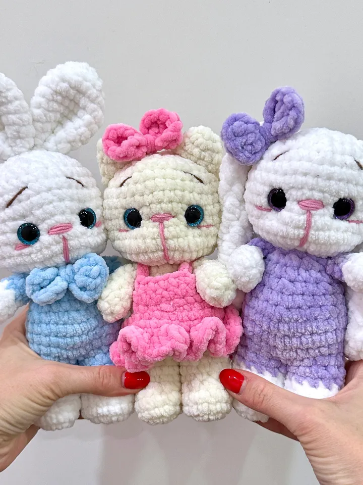 Bunny and kitty CROCHET PATTERN, Amigurumi easter plushie animals pattern, English pattern pdf, easter gift