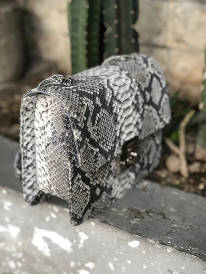 Genuine python skin classy woman bag | designer leather bag | exotic skin woman bag | chain crossbody elegant snake bag | Snake print purse