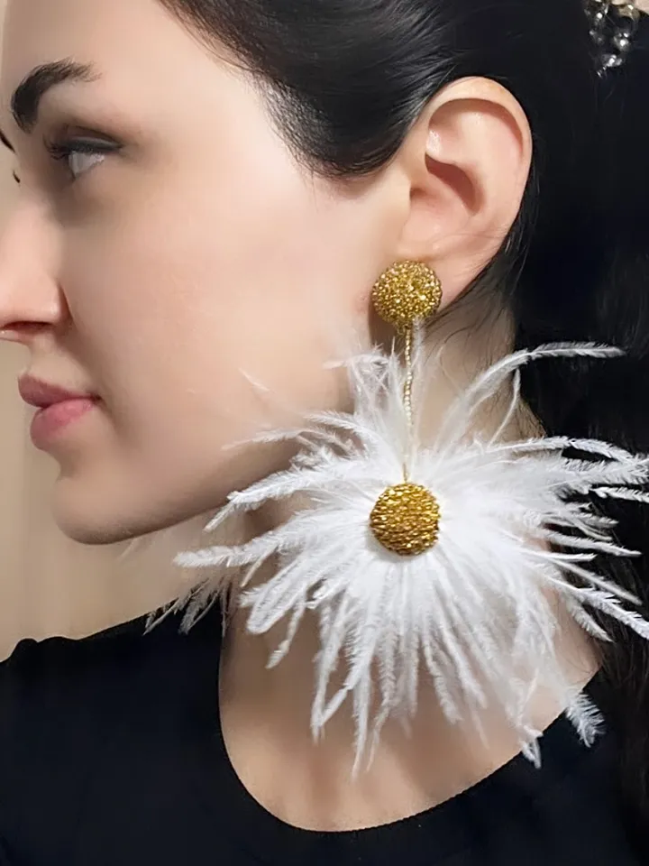 Feather and Crystal Earrings