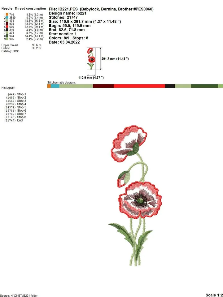 Poppy FlowerApplique 3Dmachine embroidery design applique pattern digital embroidery pattern home and clothing décor embroidery motif floraL