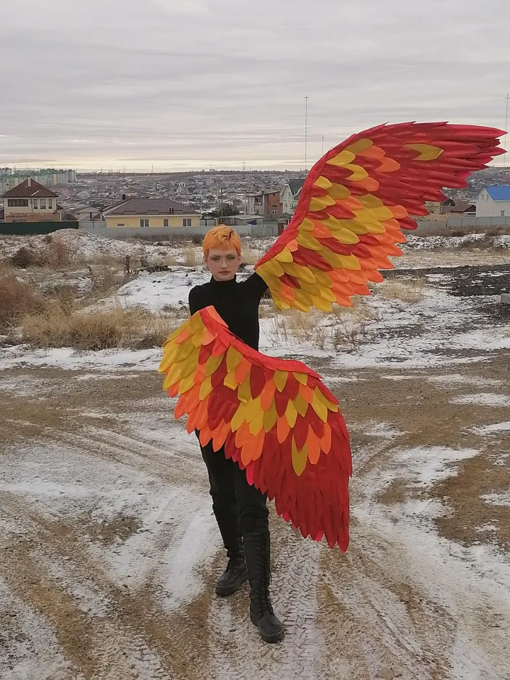 phoenix wings, colorful wings, glitter phoenix wings, dance wings, theater wings, brazilian carnival, festival costume, burning man