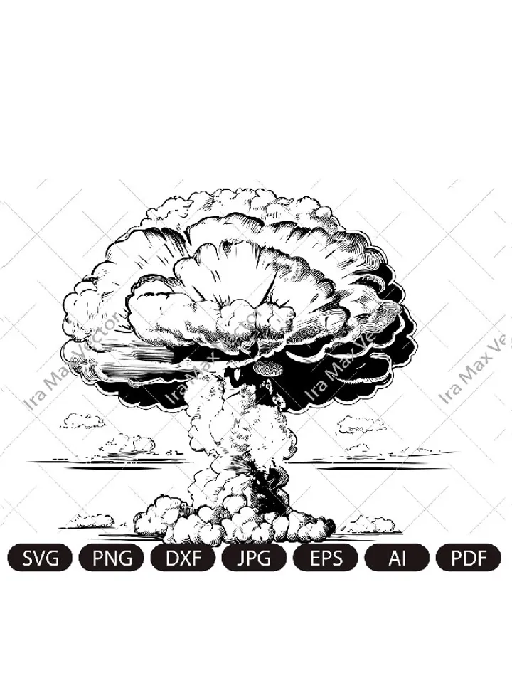 Nuclear Explosion SVG, Mushroom Cloud Svg, Nuclear Explosion Svg, Nuclear Explosion Clipart