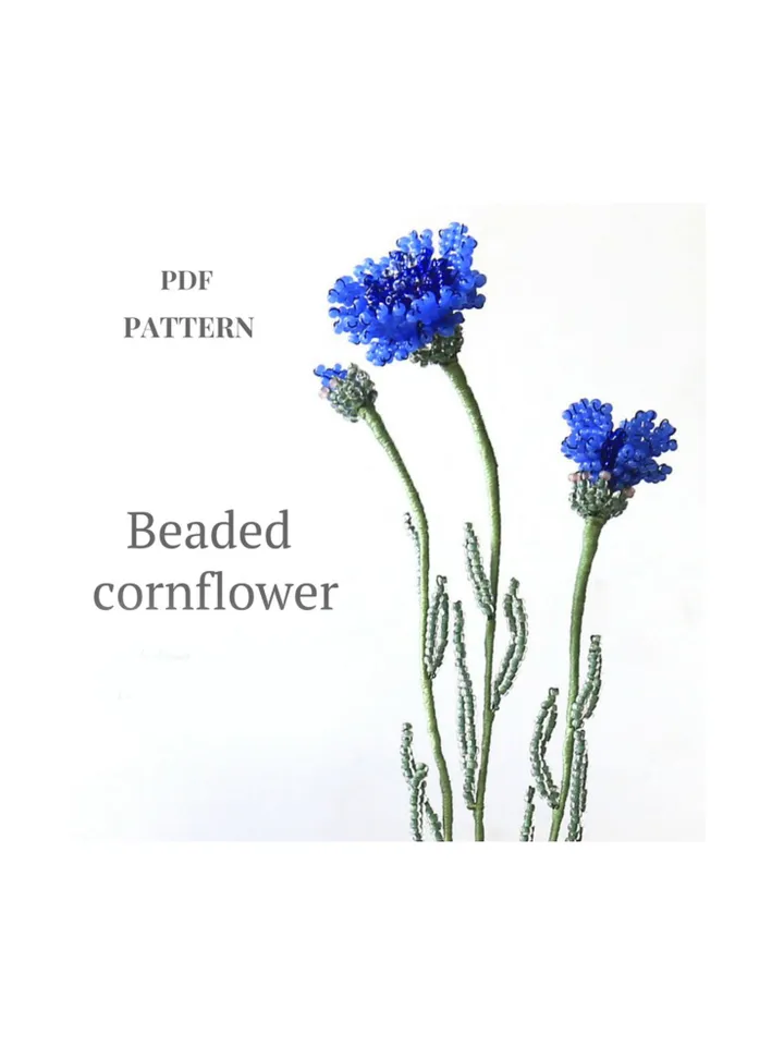 Beaded Flowers pattern |  Cornflower  | Seed bead patterns | Beadwork pattern | Digital Download - PDF