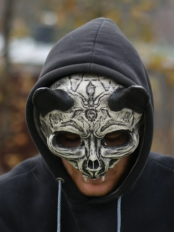 Bat Skull Mask | Animal Skull Mask with Pattern, Cat skull mask