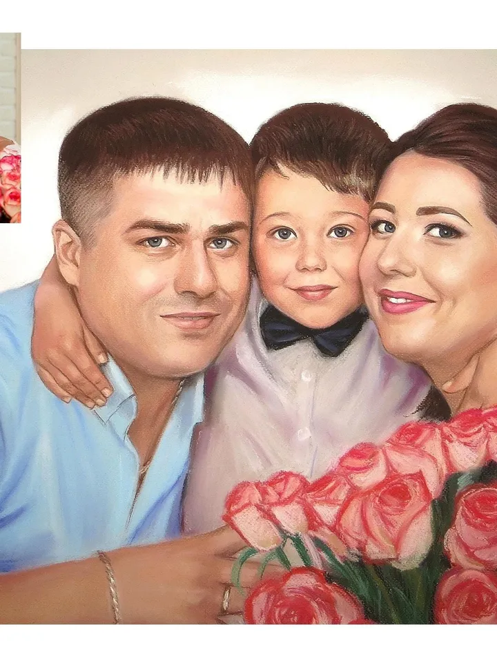 Family Hand drawn pastel portrait | Couple portrait painting personalized | Pastel Portrait from photo | Custom Hand painted Portrait