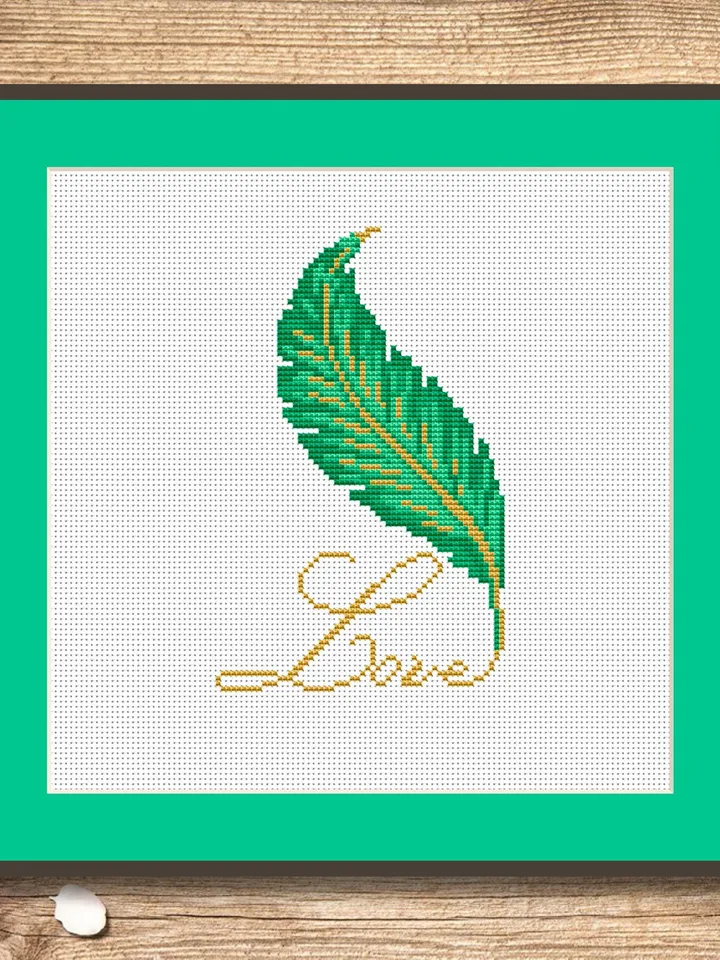 The Feather Love Cross Stitch Pattern, Feather Cross Stitch Pattern, Folklore Cross Stitch Pattern, Boho Feather Patterns #oth008