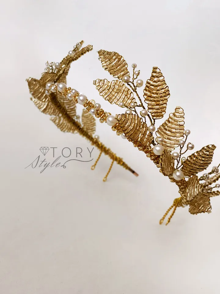 Silver Greek tiara, Gold Greek tiara, bridal gold tiara, Wedding crown, Wedding greek crown, leaf headpiece, Gold leaf crown, Gold headpiece, silver leaf tiara
