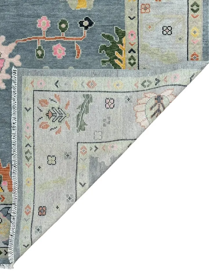 Oushak Hand Knotted Gray (8x10 Feet-243X304 Cm) Wool Area Rugs.