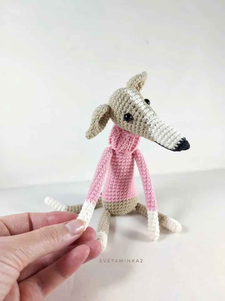 Greyhound Crochet Pattern Amigurumi Dog Whippet Galgo Sighthound. Digital Download. PDF.