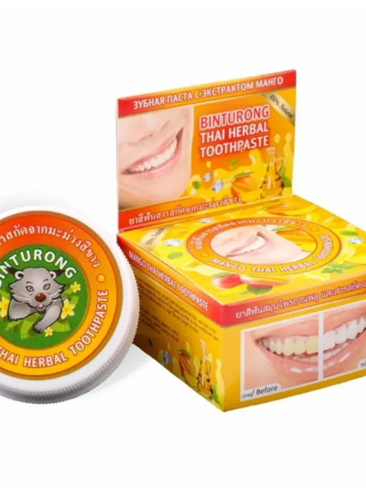 Original Binturong, Thai herbal whitening toothpaste with Mango extract, 33 gr.