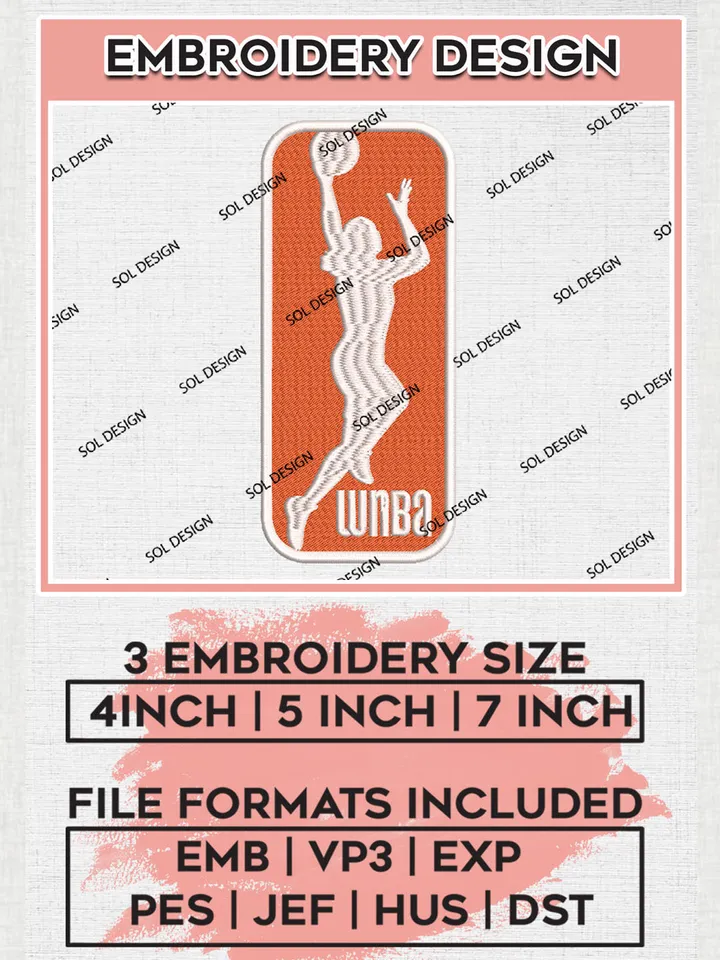 WNBA Logo Embroidery Designs, WNBA Team Logo Embroidery, Basketball Team Logo Emb Files, 3 sizes, Machine embroidery Files, Digital Download