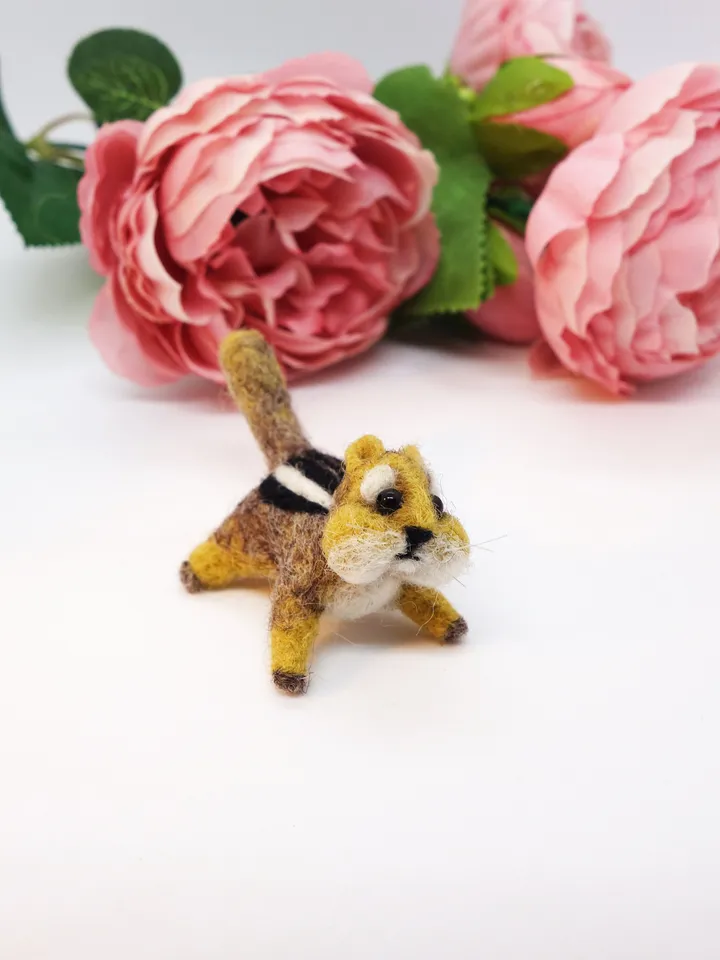 Cashew the chipmunk, miniature needle felted animal, gift for her, tiny chipmunk, made to order