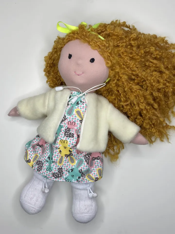 Waldorf doll ready to ship, Red hair handmade textile doll, Christmas gift for a girl, Organic eco friendly Stainer doll