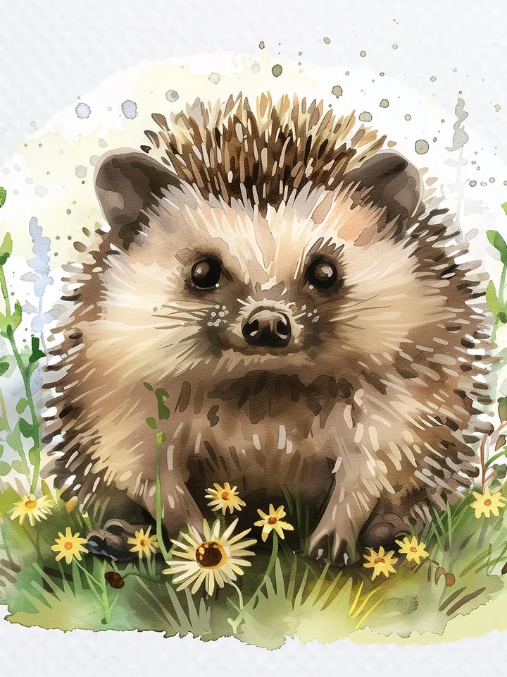 10 Cute Hedgehog PNG bundle, Printable Watercolor Floral Hedgehog Clipart for sublimation, Hedgehog in Grass png, Paper craft, junk journals