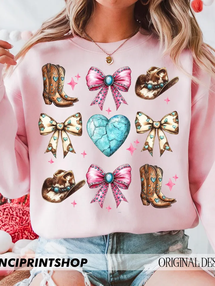 Western Valentines Coquette Bow png, Howdy Valentine png, Cowgirl Valentines, Turquoise Cowhide, Western Png, Love png, Valentines png, love