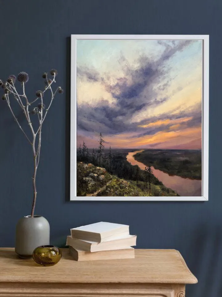 Sunset Oil Painting Original Art Sunset Landscape Painting