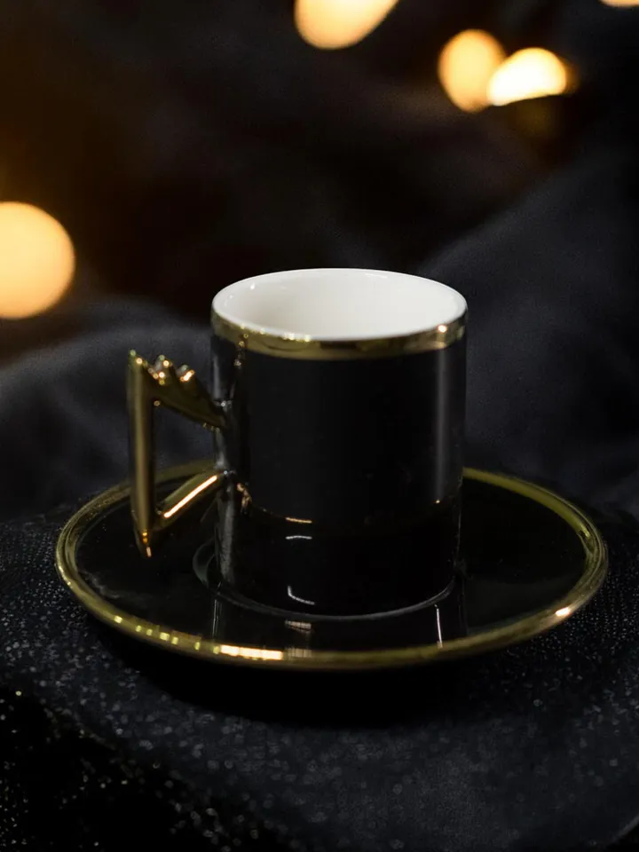 Black And Gold Luxury 12 Pieces Tea Cups | Black and Gold Tea Cups | Elegant 12-Pieces Tea Cups
