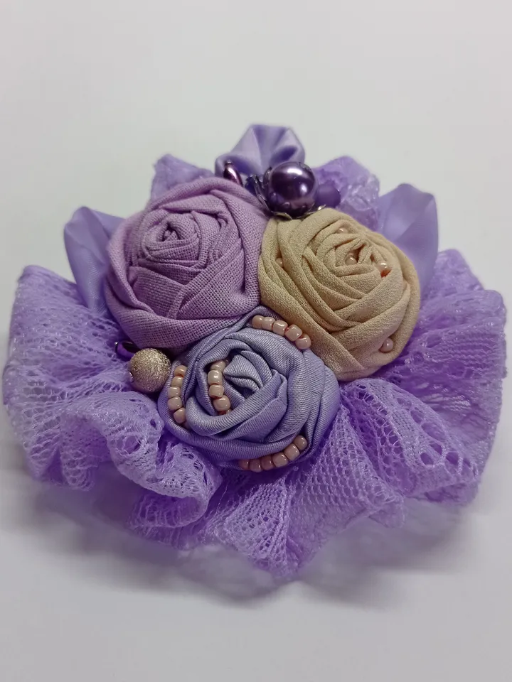 Textile lilac brooch