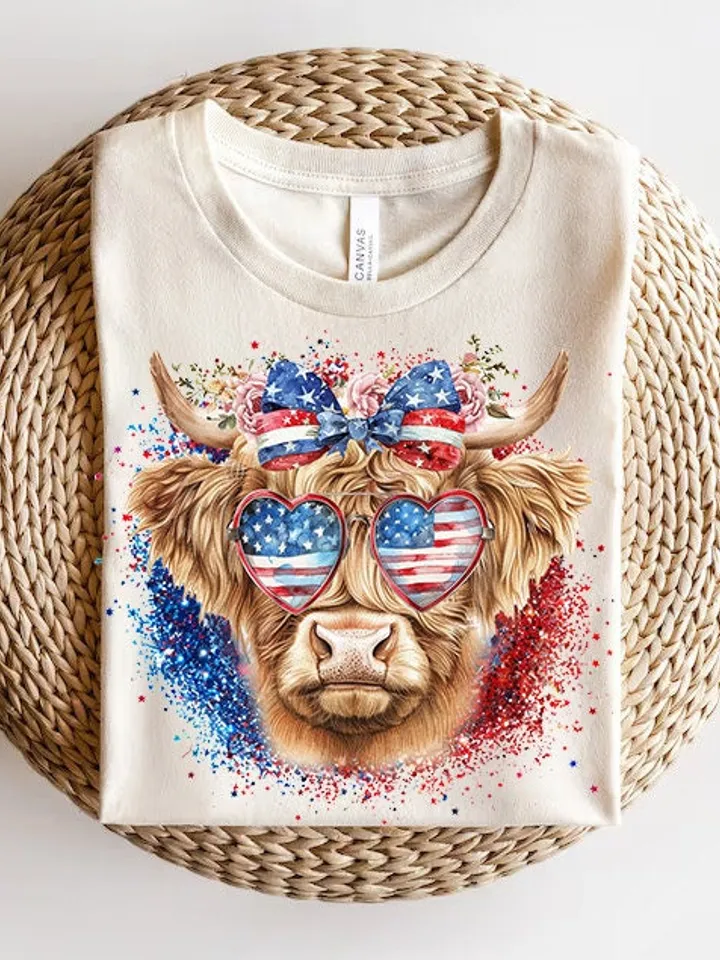 Western America Highland Cow png, America png, 4th Of july png, Western sublimation, American Flag Png, Usa png, America Designs, Freedom