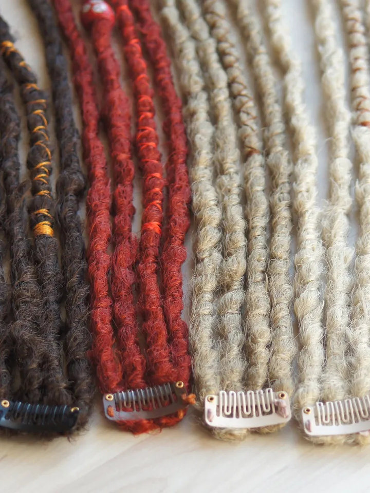 Clip In 4 Dreadlock Extensions Crochet dreads Custom Synthetic Hair Boho Hair Wraps Beads