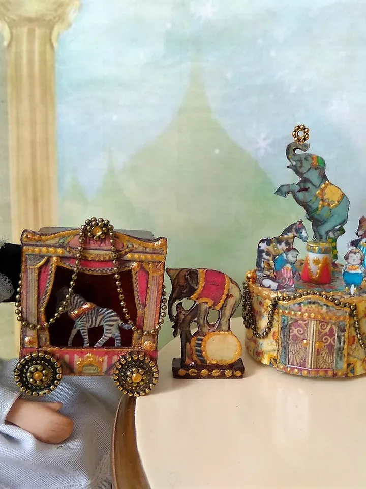 Doll circus. Animals in circus.Circus with zebra.1:12 scale.