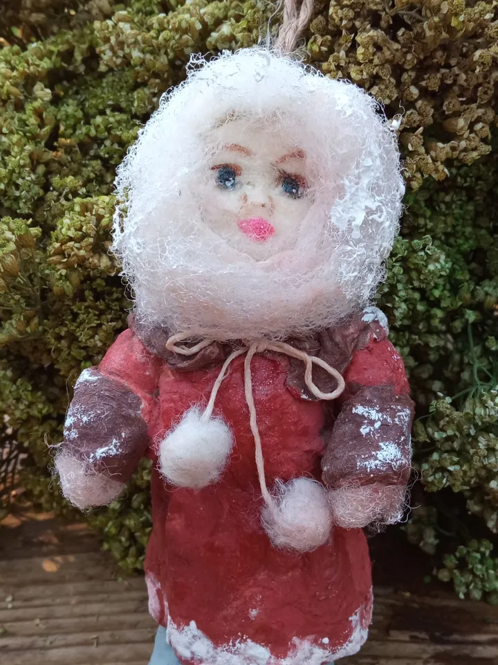 Adorable Mini Doll - Unique Handmade Christmas Ornament or Gift Free Shipping Spun cotton doll Christmas tree toy