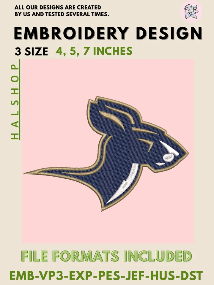 Akron Zips NCAA College Team Embroidery File, Digital Machine Embroidery Design, 3 Sizes Included, Instant Download