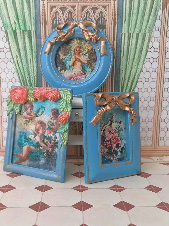 Paintings for a dollhouse. 1:12. Handmade. Paintings in miniature. Vintage paintings.