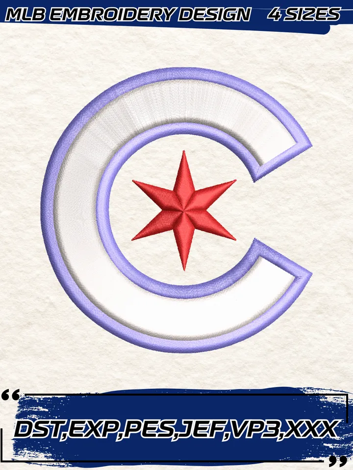 Chicago Cubs Cap Logo Embroidery Design,MLB Embroidery Design,Machine Embroidery Design File,4 Sizes, Digital Download