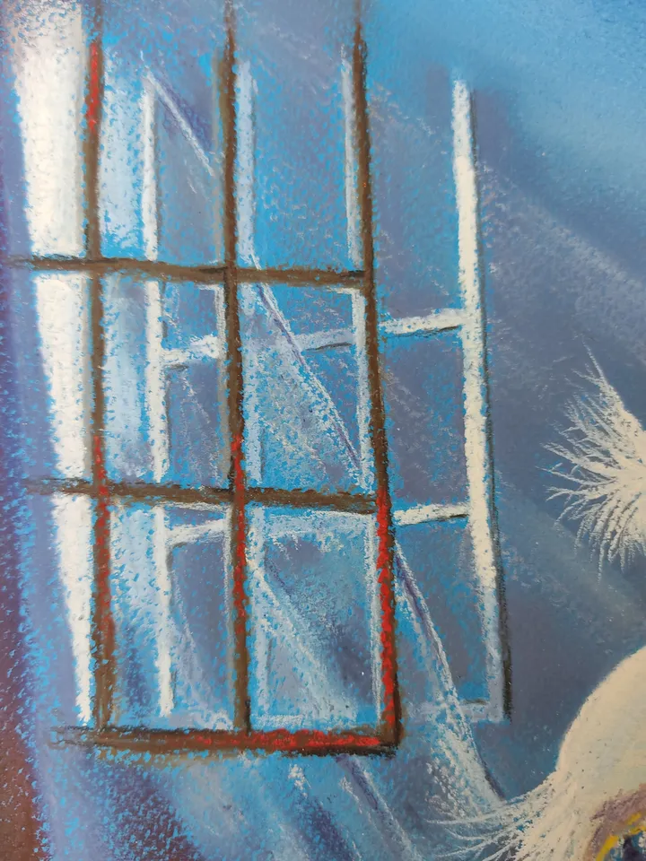 The White Heron. An illustration of a fairy tale. Original soft pastel drawing.