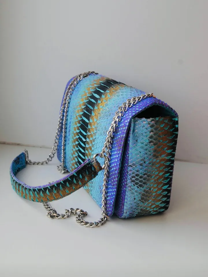 Genuine python skin crossbody bag | Summer women leather purse | designer bag | snakeskin bag | multicolor handbag | handmade bags| sale
