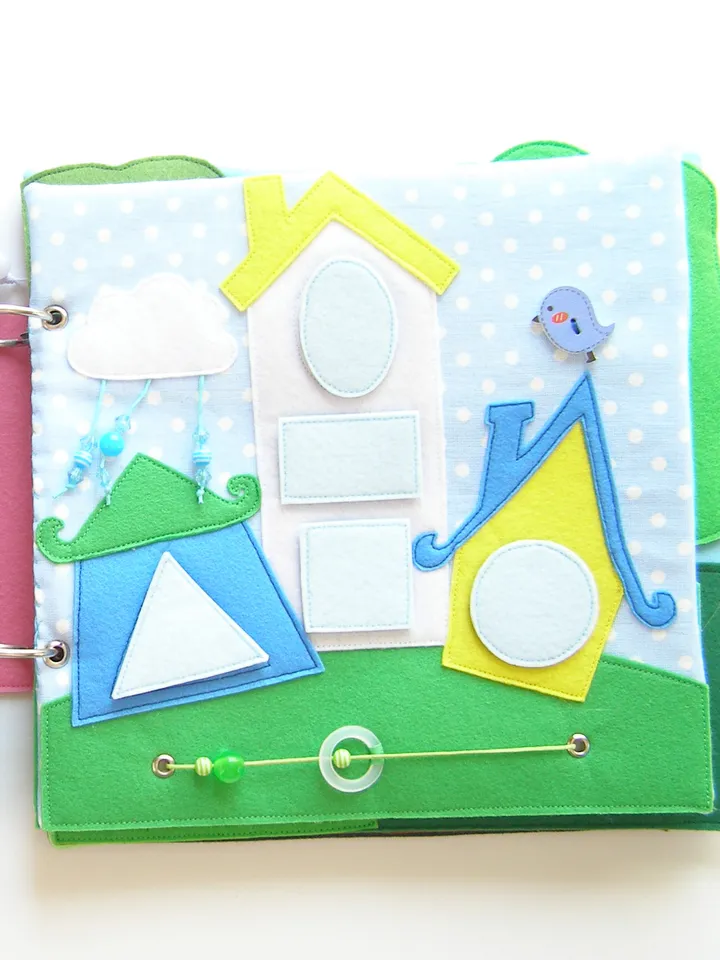 Quiet book page, Geometric Houses, PDF sewing pattern, SVG files