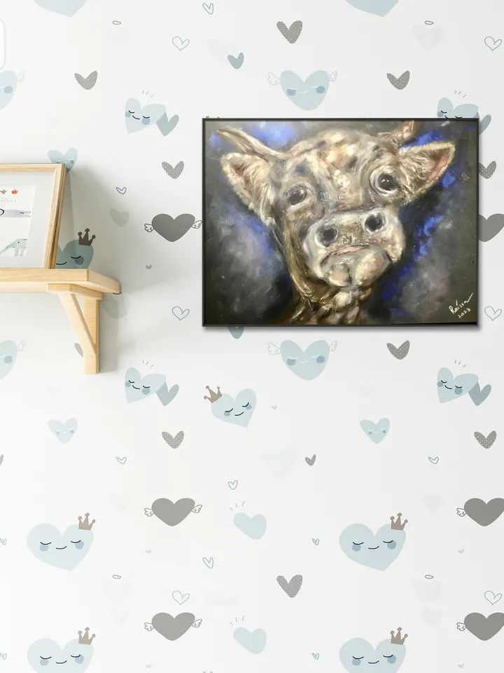 Cow in love,original soft pastel painting on pastelmat,animals pastel painting,one of a kind artwork,wall hanging,gift.