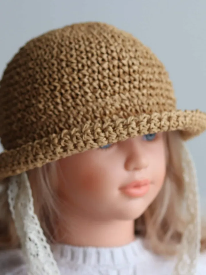 Baby summer hat, straw bucket beach sun hat , summer outfit for kids