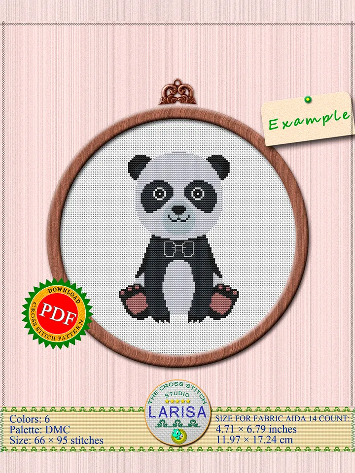 Panda Cross Stitch Pattern | Cute Panda Bear Chart