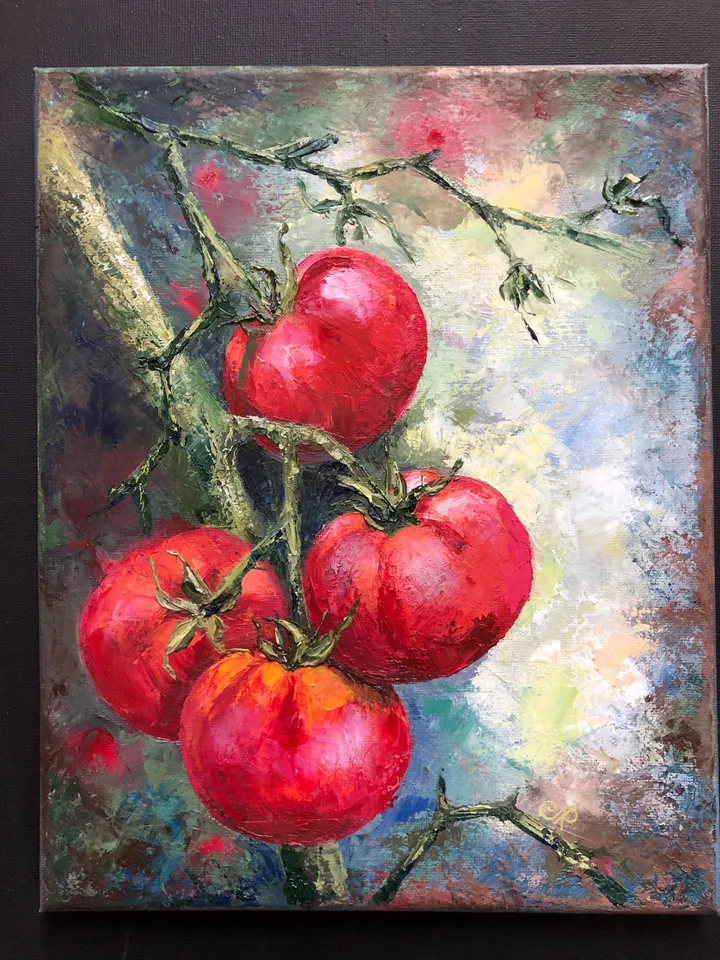 Original Still Life Painting Tomatoes Oil Painting Kitchen Still life