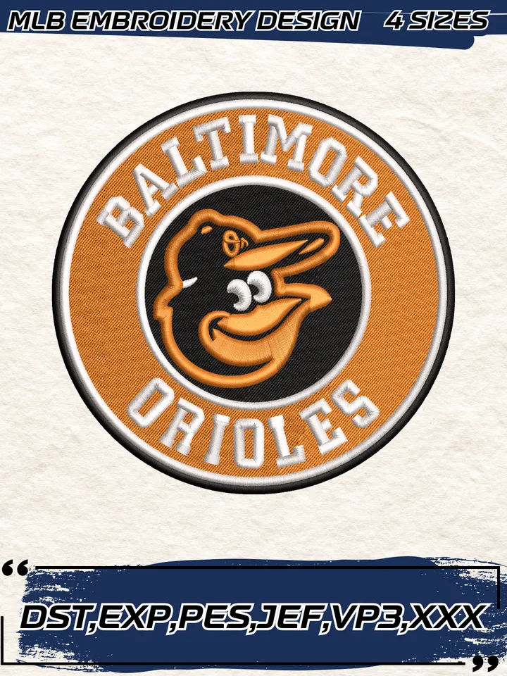 Baltimore Orioles Circle Embroidery Design,MLB Embroidery Design,Machine Embroidery Design File,4 Sizes, Digital Download