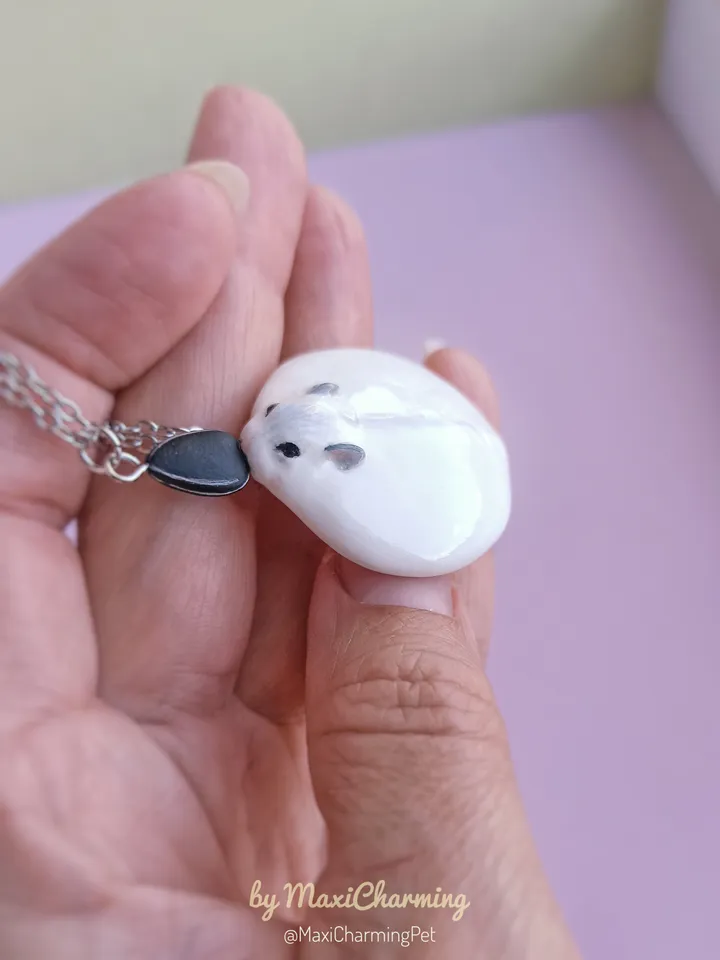 White hamster necklace