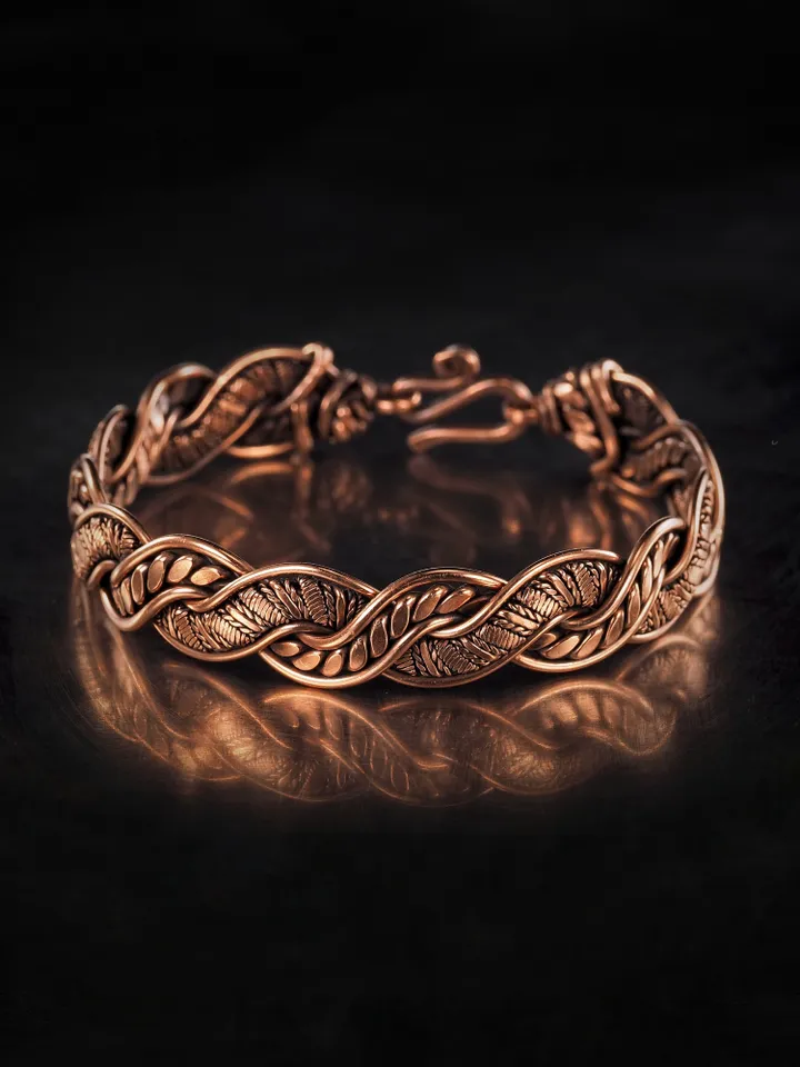 Woven copper wire bracelet Antique style handcrafted copper jewelry Unique gift