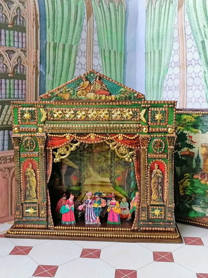 Puppet show. Miniature. Handmade. 1:6. Height 4.13 inches.
